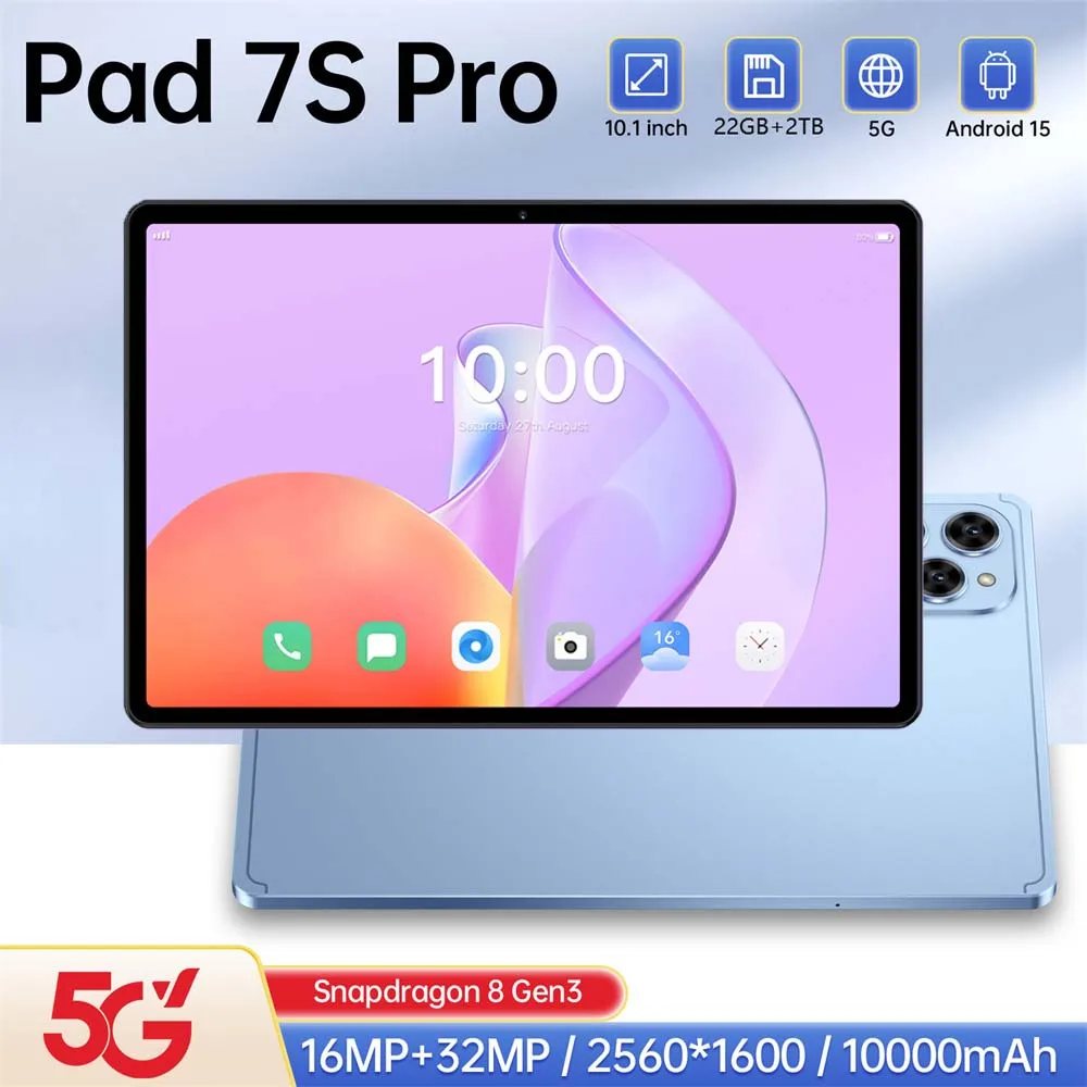 Новые оригинальные детские планшеты Pad 7S Pro, глобальная версия, Android 15, 22 ГБ + 2 ТБ, вкладка, 10000 мАч, 5G, двойная SIM-карта, 10,1 дюйма, HD, Wi-Fi, игровой планшетный ПК
Новые оригинальные детские планшеты Pad 7S Pro, глобальная версия, Android 15, 22 ГБ + 2 ТБ, вкладка, 10000 мАч, 5G, двойная SIM-карта, 10,1 дюйма, HD, Wi-Fi, игровой планшетный ПК