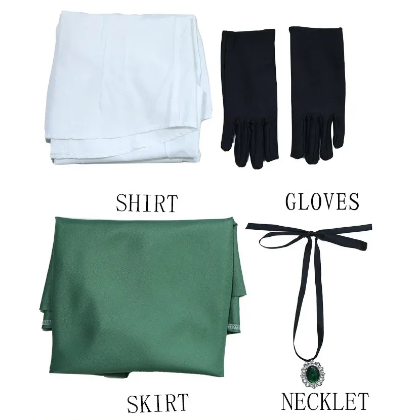Halloween Role Play Outfits White Shirt Green Skirt Uniform Woman Casual Anime Violet Evergarden Cosplay Costume 2025 new
Halloween Role Play Outfits White Shirt Green Skirt Uniform Woman Casual Anime Violet Evergarden Cosplay Costume 2025 new