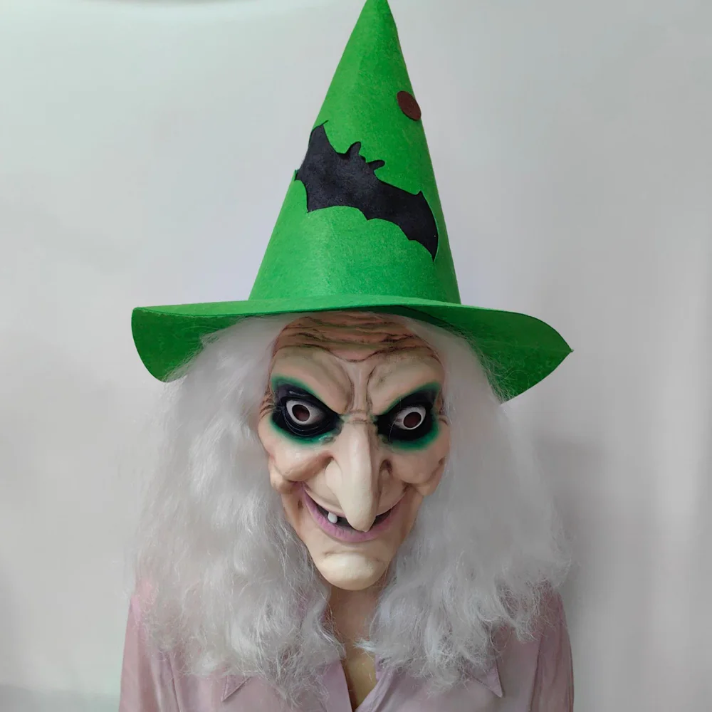 Green Hat Witch Mask Cosplay Sorceress Old Nana Grandma Latex Helmet Halloween Carnival Dress Up Party Costume Props
Green Hat Witch Mask Cosplay Sorceress Old Nana Grandma Latex Helmet Halloween Carnival Dress Up Party Costume Props