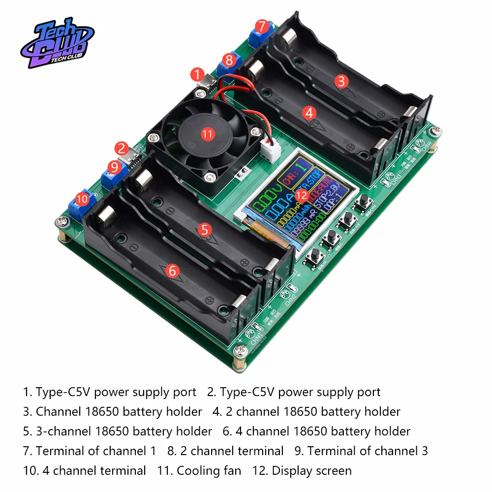 Dual Type-C 4Channel 18650 Lithium Battery Capacity Tester Module MAh MWh Battery Power Detector Module 18650 Battery Tester
Dual Type-C 4Channel 18650 Lithium Battery Capacity Tester Module MAh MWh Battery Power Detector Module 18650 Battery Tester