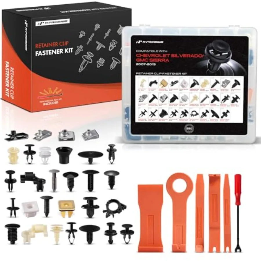 290PCS 29 Sizes/57 oz Bumper Fender Retainer Clips Kit - Compatible with Chevy and GMC Silverado Sierra - Rocker Trim Panel Mol
290PCS 29 Sizes/57 oz Bumper Fender Retainer Clips Kit - Compatible with Chevy and GMC Silverado Sierra - Rocker Trim Panel Mol