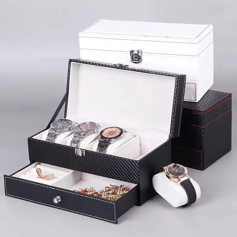 4Grids Double Watch Boxes Carbon Fiber Storage Boxes Watch Case Holder Organizer for Jewelry Boxes Luxury Display Best Gifts
4Grids Double Watch Boxes Carbon Fiber Storage Boxes Watch Case Holder Organizer for Jewelry Boxes Luxury Display Best Gifts