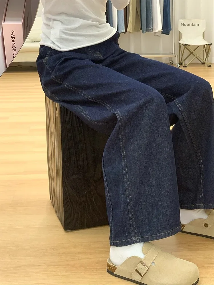 High Waist Wide Leg Blue Jeans Women's Straight Cut Long Pants Autumn Loose Fit Comfortable Trousers Vintage Hong Kong Style
High Waist Wide Leg Blue Jeans Women's Straight Cut Long Pants Autumn Loose Fit Comfortable Trousers Vintage Hong Kong Style