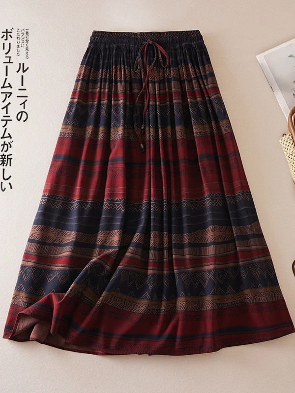 Fashionable Mid-Length A-Line Skirt Women's High-End Ethnic Print Design Commute Loose Fit Summer Season Casual Style
Fashionable Mid-Length A-Line Skirt Women's High-End Ethnic Print Design Commute Loose Fit Summer Season Casual Style