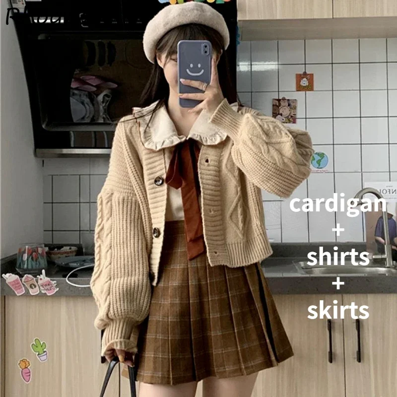 Sets Women V-neck Single Breasted Cropped Solid Cardigan Elegant Cozy Mini Pleated Skirts All-match Autumn Sweet Korean Style
Sets Women V-neck Single Breasted Cropped Solid Cardigan Elegant Cozy Mini Pleated Skirts All-match Autumn Sweet Korean Style