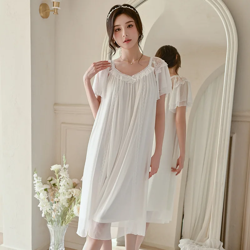 Sweet Princess Nightgowns For Women Short Sleeve Modal Gauze Summer Princess Elegant Summer Loose Large Home Dress
Sweet Princess Nightgowns For Women Short Sleeve Modal Gauze Summer Princess Elegant Summer Loose Large Home Dress