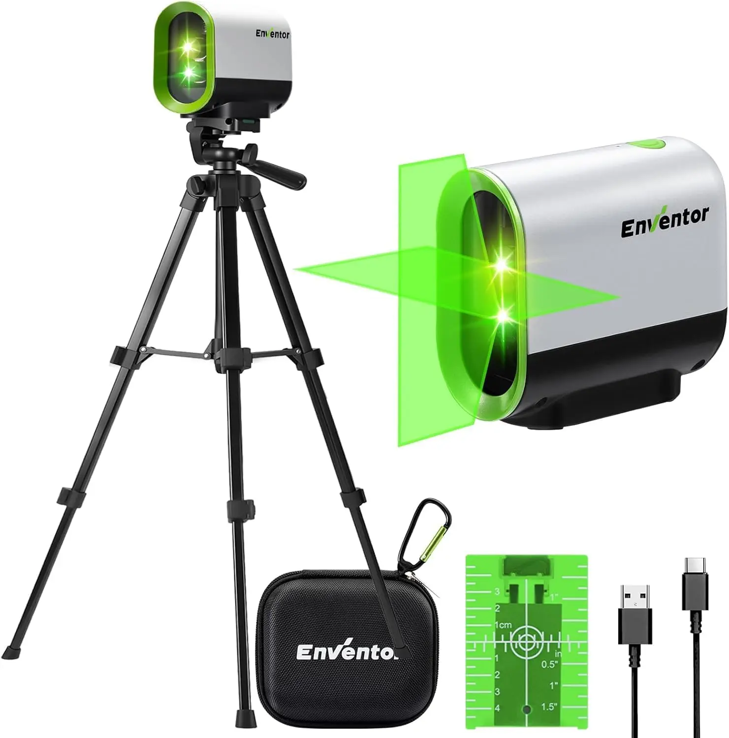 Rechargeable Green Laser Level with Tripod, 82FT Self-Leveling, Pulse Mode, 7H Runtime