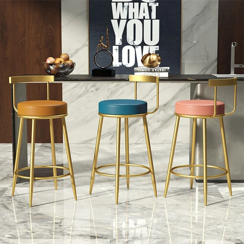 Nordic light luxury bar stool gold backrest modern design metal frame fashionable
Nordic light luxury bar stool gold backrest modern design metal frame fashionable