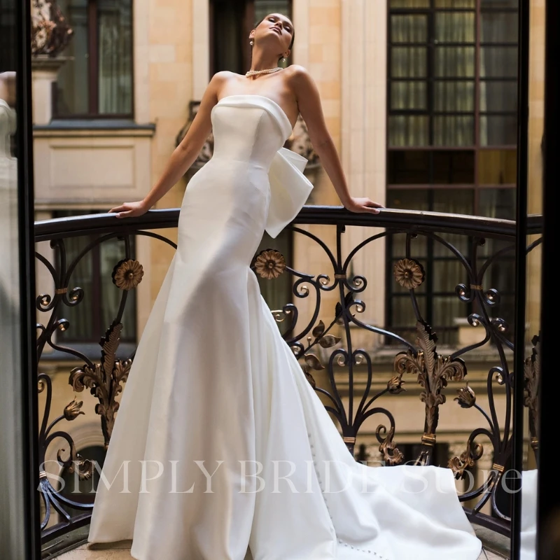 2026 Robe Mariage Mermaid Wedding Dresses with Detachable Bow Simple Trouwjurk Boat Neck Luxury Vestidos De Novia Bridal Gowns
2026 Robe Mariage Mermaid Wedding Dresses with Detachable Bow Simple Trouwjurk Boat Neck Luxury Vestidos De Novia Bridal Gowns