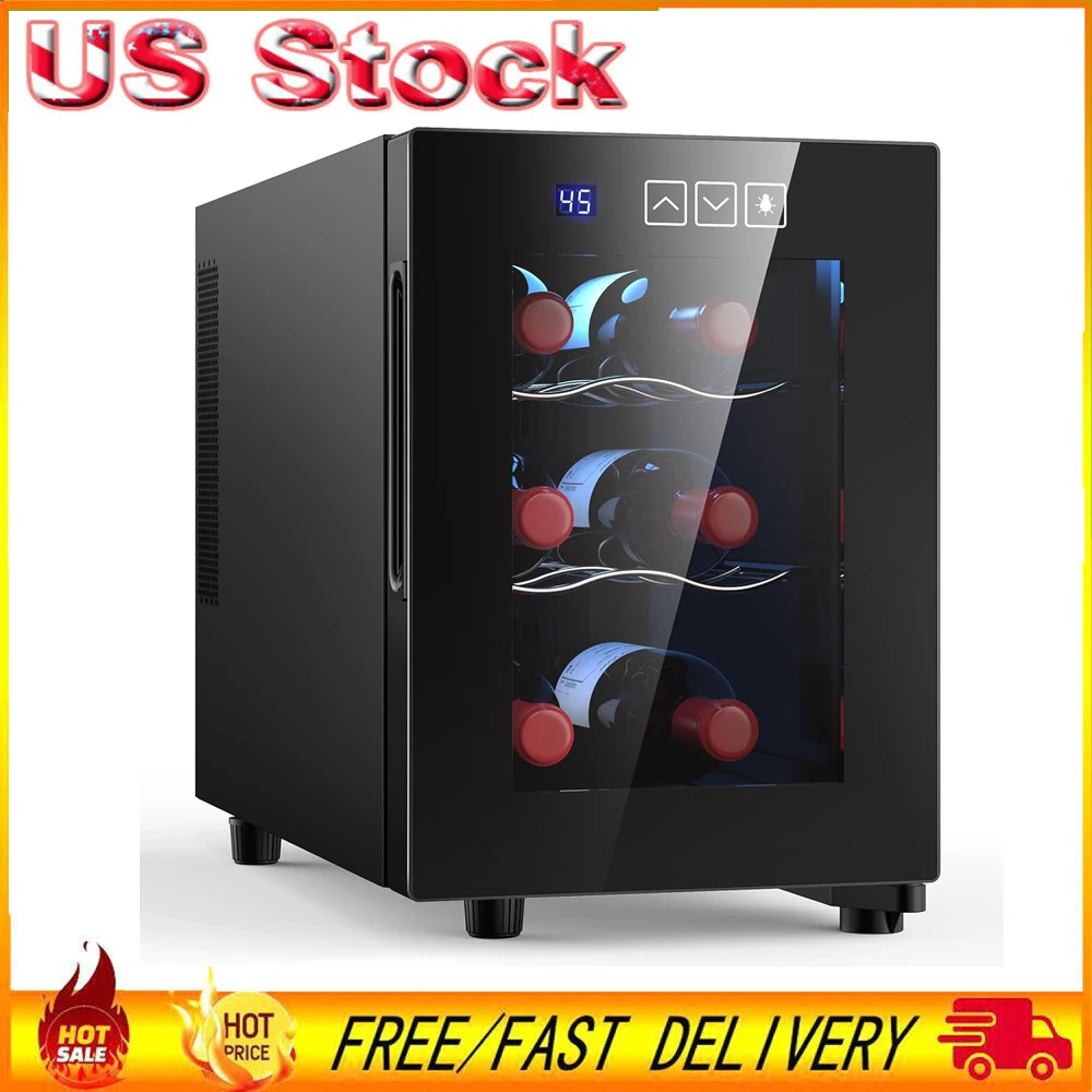 6 Bottle Wine Cooler, Freestanding Small Wine Fridge with 46-66℉ Digital Temperature Control Thermoelectric Wine Cooler 16L
6 Bottle Wine Cooler, Freestanding Small Wine Fridge with 46-66℉ Digital Temperature Control Thermoelectric Wine Cooler 16L