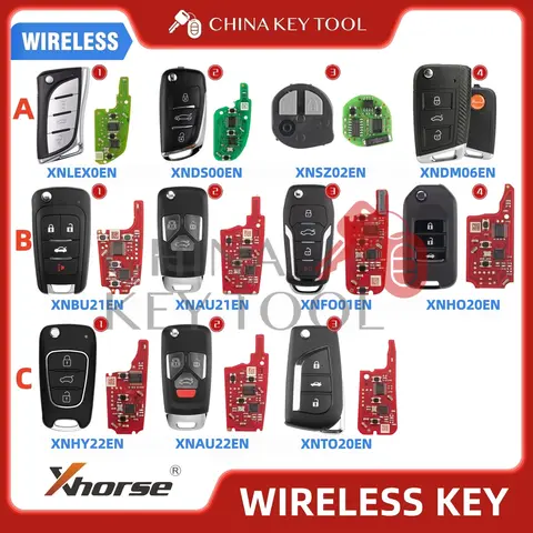 Xhorse XN Wireless Remote KeyXNSZ01EN XNAU21EN XNAU22EN XNBU21EN XNDS00EN XNFO01EN XNHO20EN XNHY22EN XNLEX0EN XNTO20EN XNDM06EN