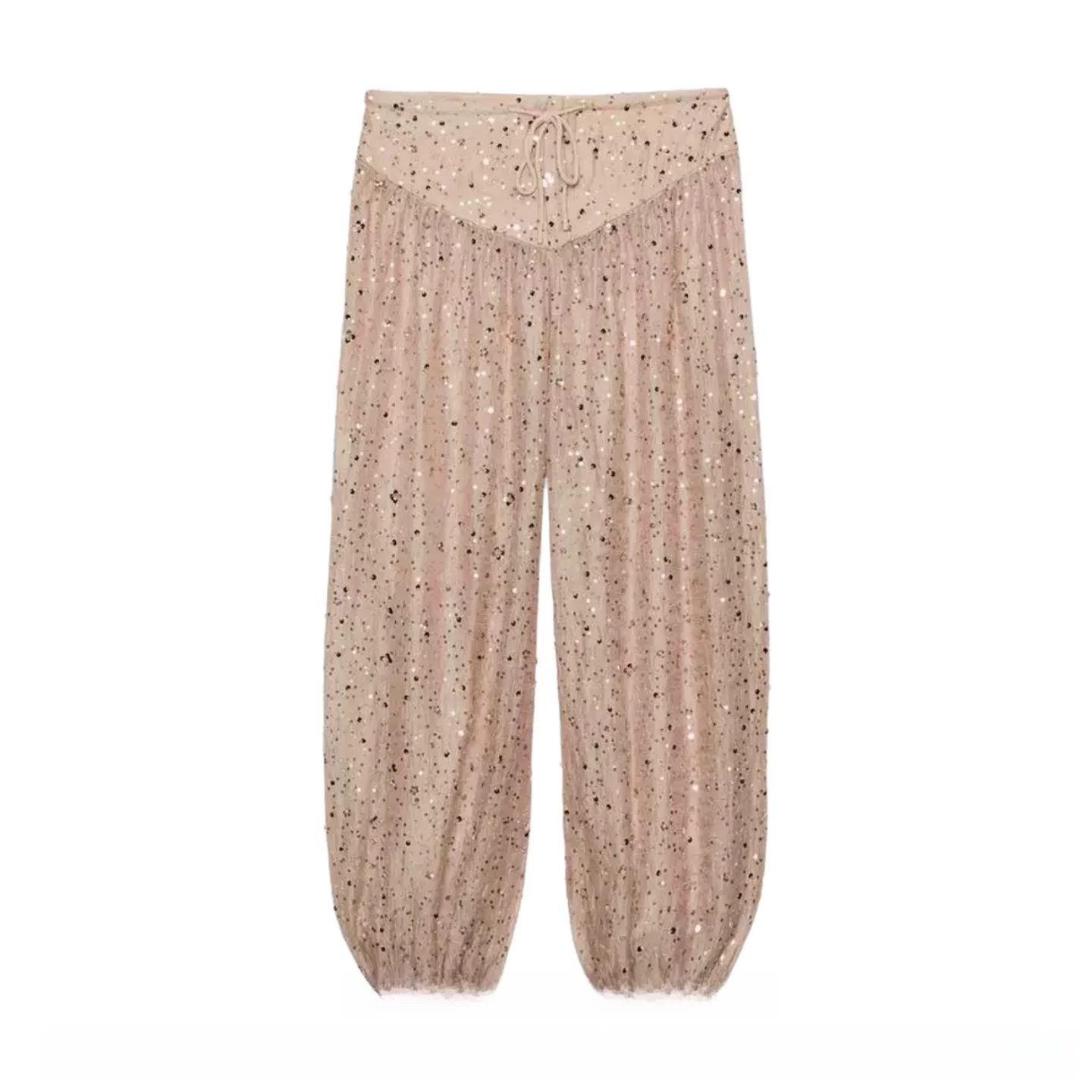 Fashionable Bead Embellished Trousers Women's Summer 2026 Elegant Style Cuffed Lantern Pants Shiny Mid-Waist Casual Trousers
Fashionable Bead Embellished Trousers Women's Summer 2026 Elegant Style Cuffed Lantern Pants Shiny Mid-Waist Casual Trousers