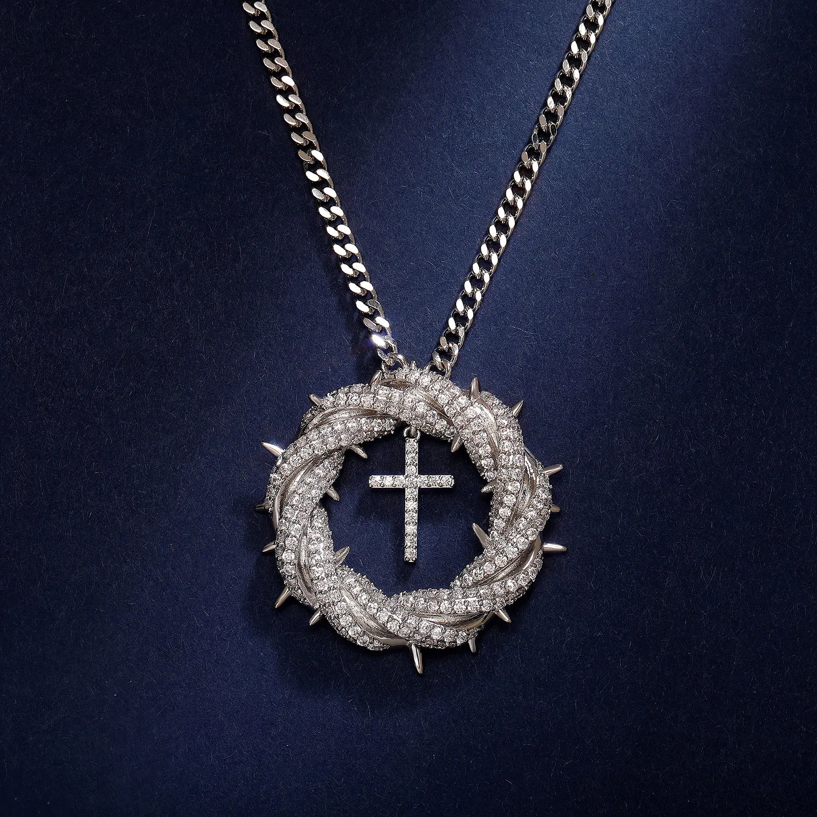 Iced Out Thorn Crown Cross Pendant Necklace for Women Bling Cubic Zirconia Charms Fashion Necklace for Gift
Iced Out Thorn Crown Cross Pendant Necklace for Women Bling Cubic Zirconia Charms Fashion Necklace for Gift