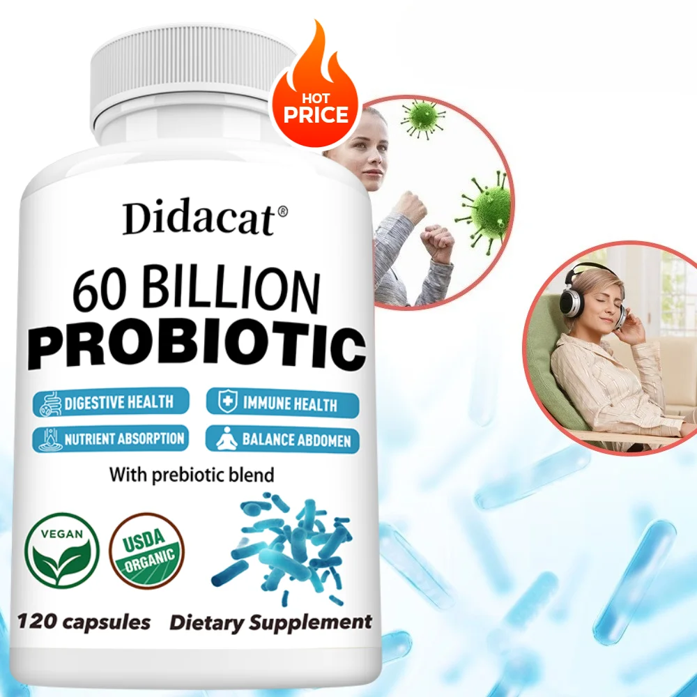 Probiotics Capsules 60 Billion CFU, Support Digestive Balance & Intestinal Wellness, Boost Immune Health, Vegan & Non-GMO
Probiotics Capsules 60 Billion CFU, Support Digestive Balance & Intestinal Wellness, Boost Immune Health, Vegan & Non-GMO