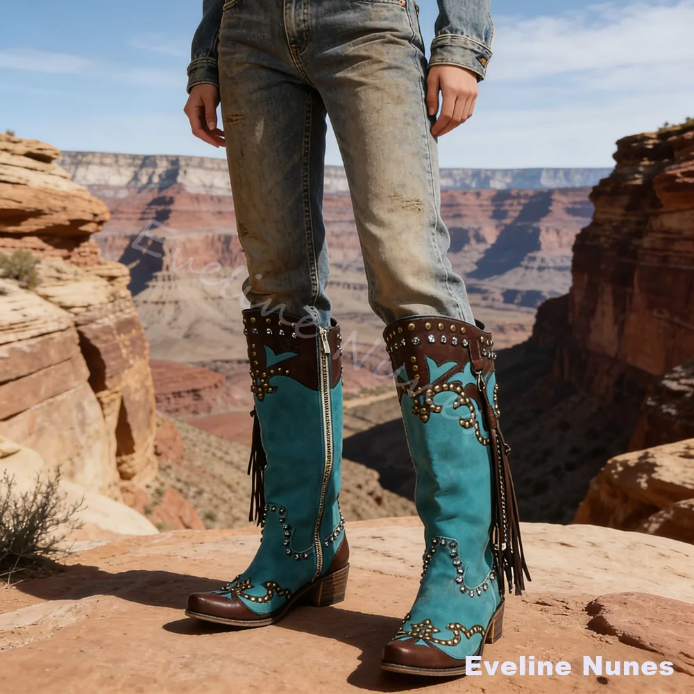 Western Ethnic Style Tassel Boots Women Round Toe Rivet Chunky Heel Knee High Boots 2026 New European and American Fashion Boots
Western Ethnic Style Tassel Boots Women Round Toe Rivet Chunky Heel Knee High Boots 2026 New European and American Fashion Boots