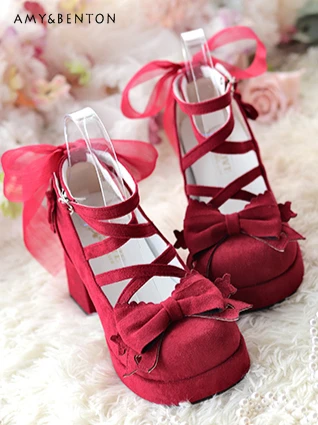 Original Lolita Shoes for Women Cute Bow Cross Tie Buckle Mid-heel Lolita Shoes Japanese Elegant Round Head Mary Jane Shoes
Original Lolita Shoes for Women Cute Bow Cross Tie Buckle Mid-heel Lolita Shoes Japanese Elegant Round Head Mary Jane Shoes