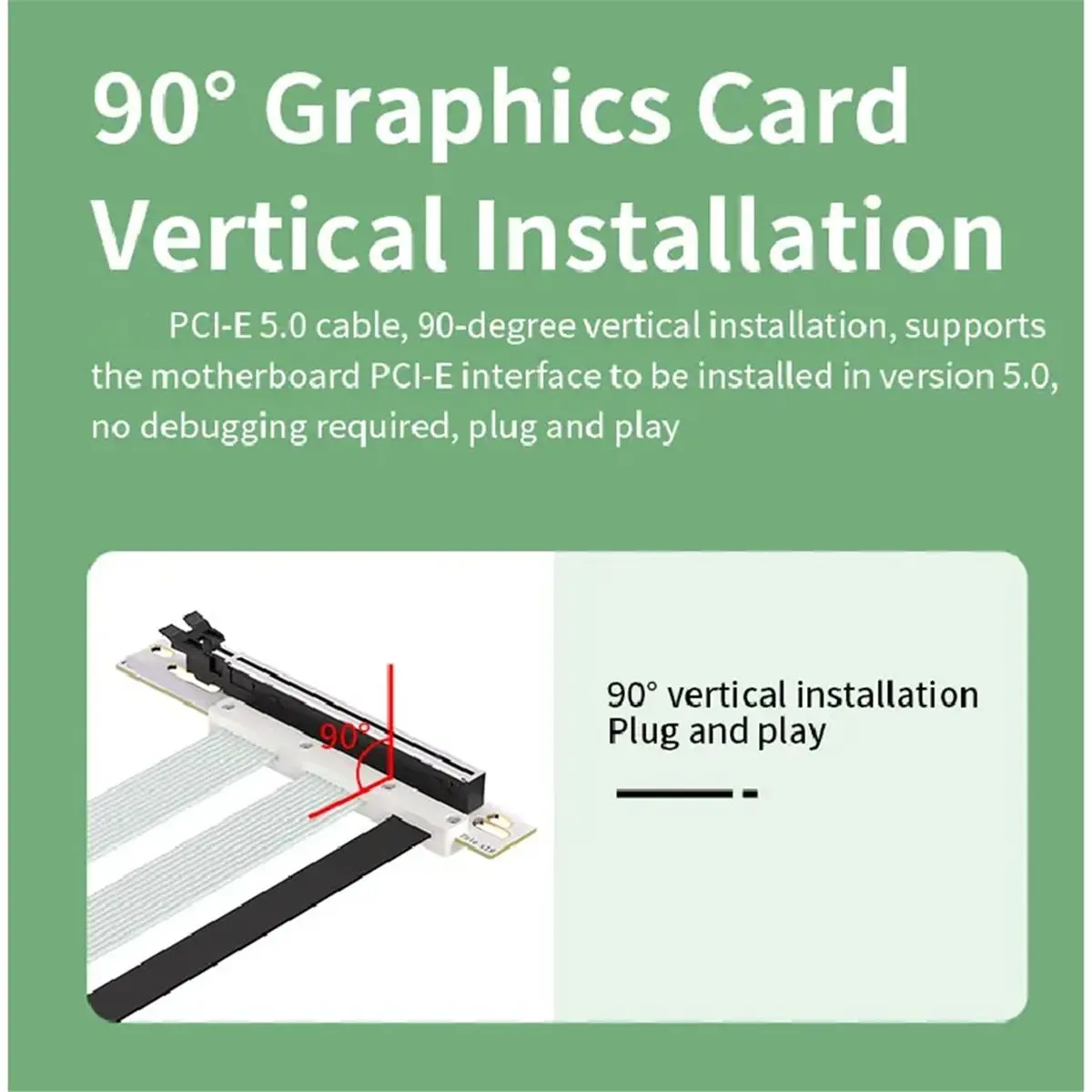 20cm PCI-E 5.0 X16 Riser Cable Graphics Card Extension Cable 90° Mounting GPU Extension Cord
20cm PCI-E 5.0 X16 Riser Cable Graphics Card Extension Cable 90° Mounting GPU Extension Cord