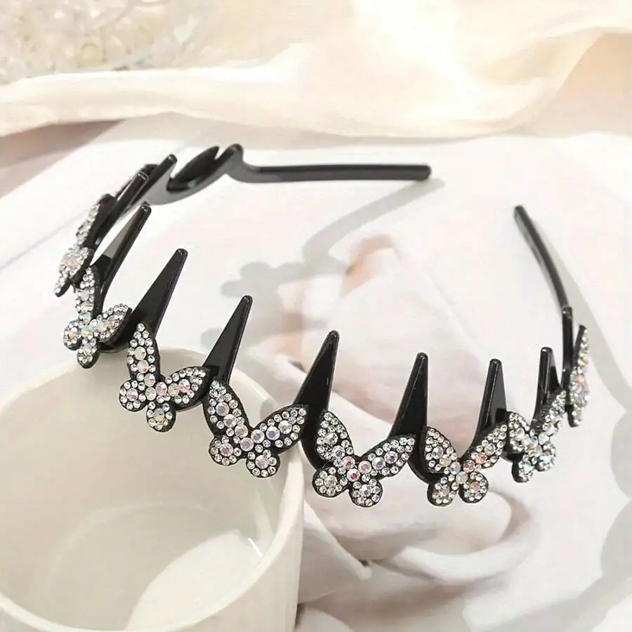 Elegant Butterfly Headband With Synthetic Zirconia Decor Non-Slip Plastic Hair Hoop For Women
Elegant Butterfly Headband With Synthetic Zirconia Decor Non-Slip Plastic Hair Hoop For Women