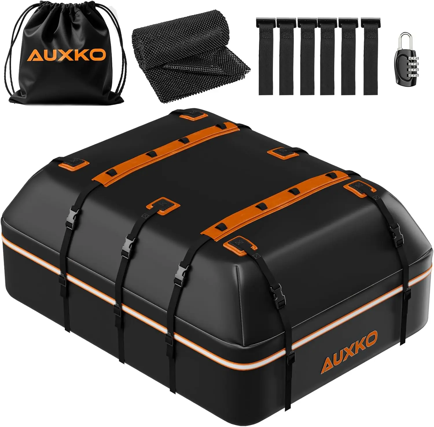 22 Cubic Ft Waterproof Rooftop Cargo Carrier Bag for All Vehicles with Anti-Slip Mat, Reflective Strip, 6 Hooks & Lock
22 Cubic Ft Waterproof Rooftop Cargo Carrier Bag for All Vehicles with Anti-Slip Mat, Reflective Strip, 6 Hooks & Lock