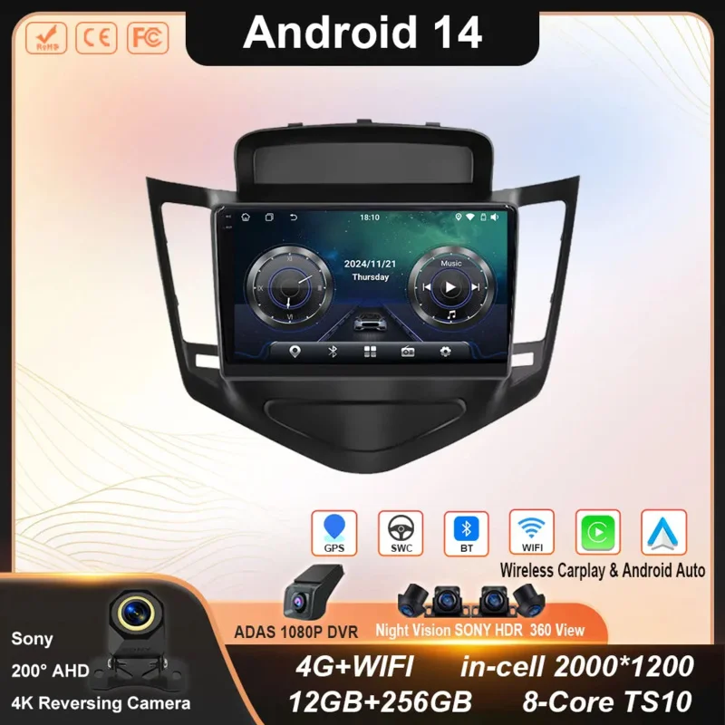 Car Android 14 For Chevrolet Classic Cruze 2009 Auto Radio Multimedia Player GPS Navigation Stereo Head Unit QLED Screen 5G Wifi
Car Android 14 For Chevrolet Classic Cruze 2009 Auto Radio Multimedia Player GPS Navigation Stereo Head Unit QLED Screen 5G Wifi
