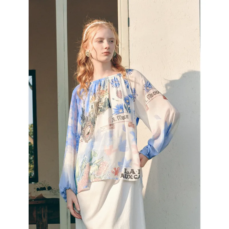 Moon River Star Sand Sweet Print Patchwork Lantern Sleeve Fake Two-Piece Dress 2026
Moon River Star Sand Sweet Print Patchwork Lantern Sleeve Fake Two-Piece Dress 2026