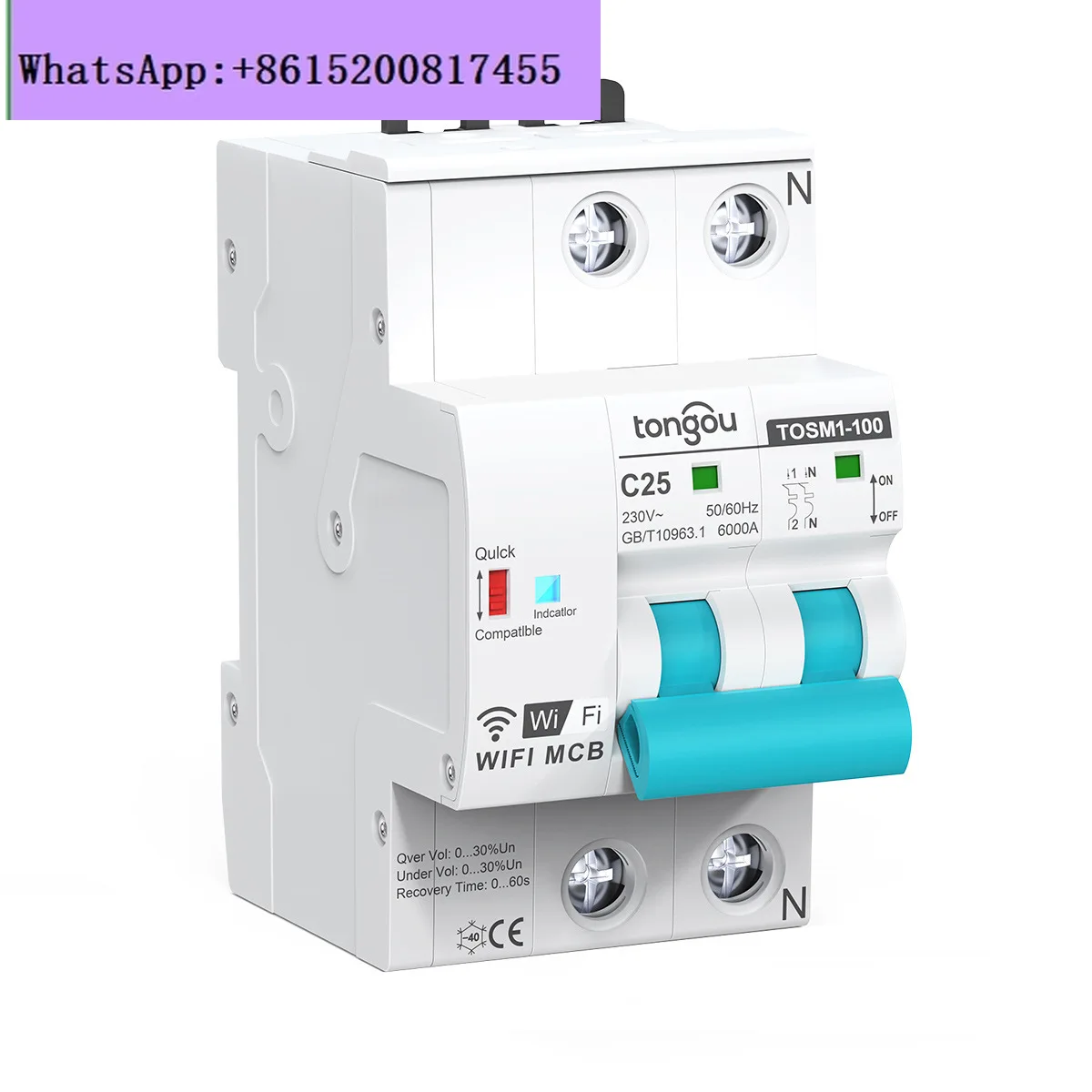 Intelligent circuit breaker air switch 2P wireless remote control switch over and under voltage protection
Intelligent circuit breaker air switch 2P wireless remote control switch over and under voltage protection
