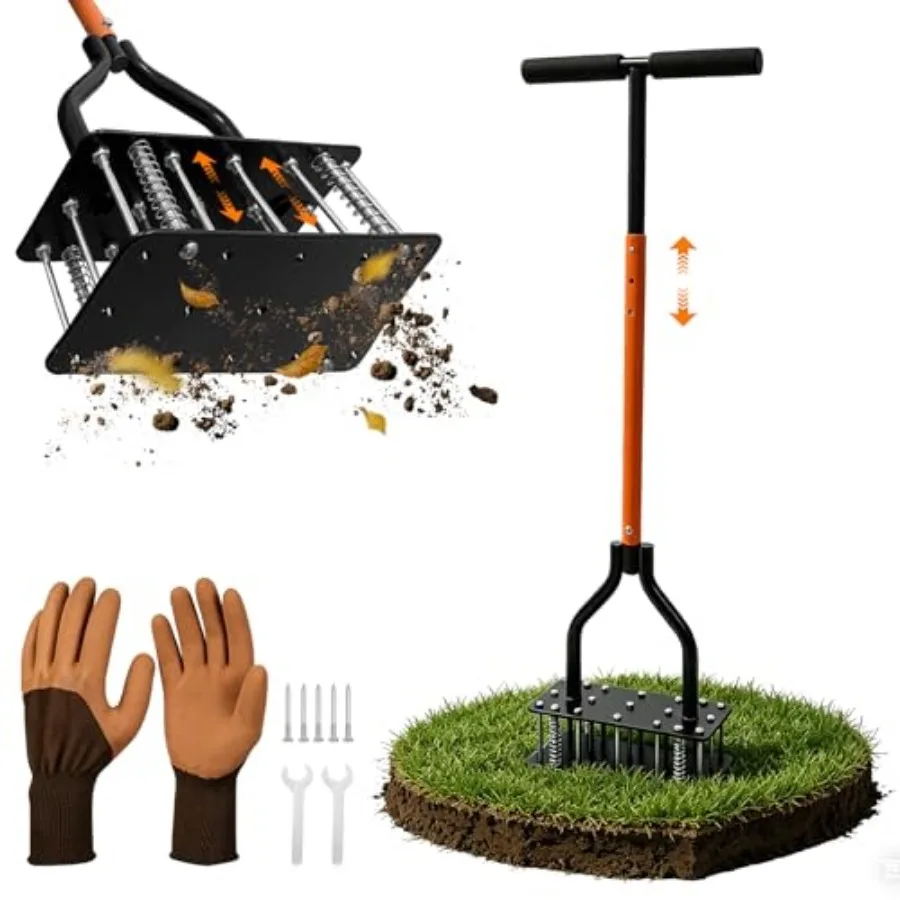 Lawn Aerator Tool with 15 Sharp Spikes, Manual Grass Aerator for Yard with Automatic Soil Ejection and Dual-Layer Spring, Heavy
Lawn Aerator Tool with 15 Sharp Spikes, Manual Grass Aerator for Yard with Automatic Soil Ejection and Dual-Layer Spring, Heavy