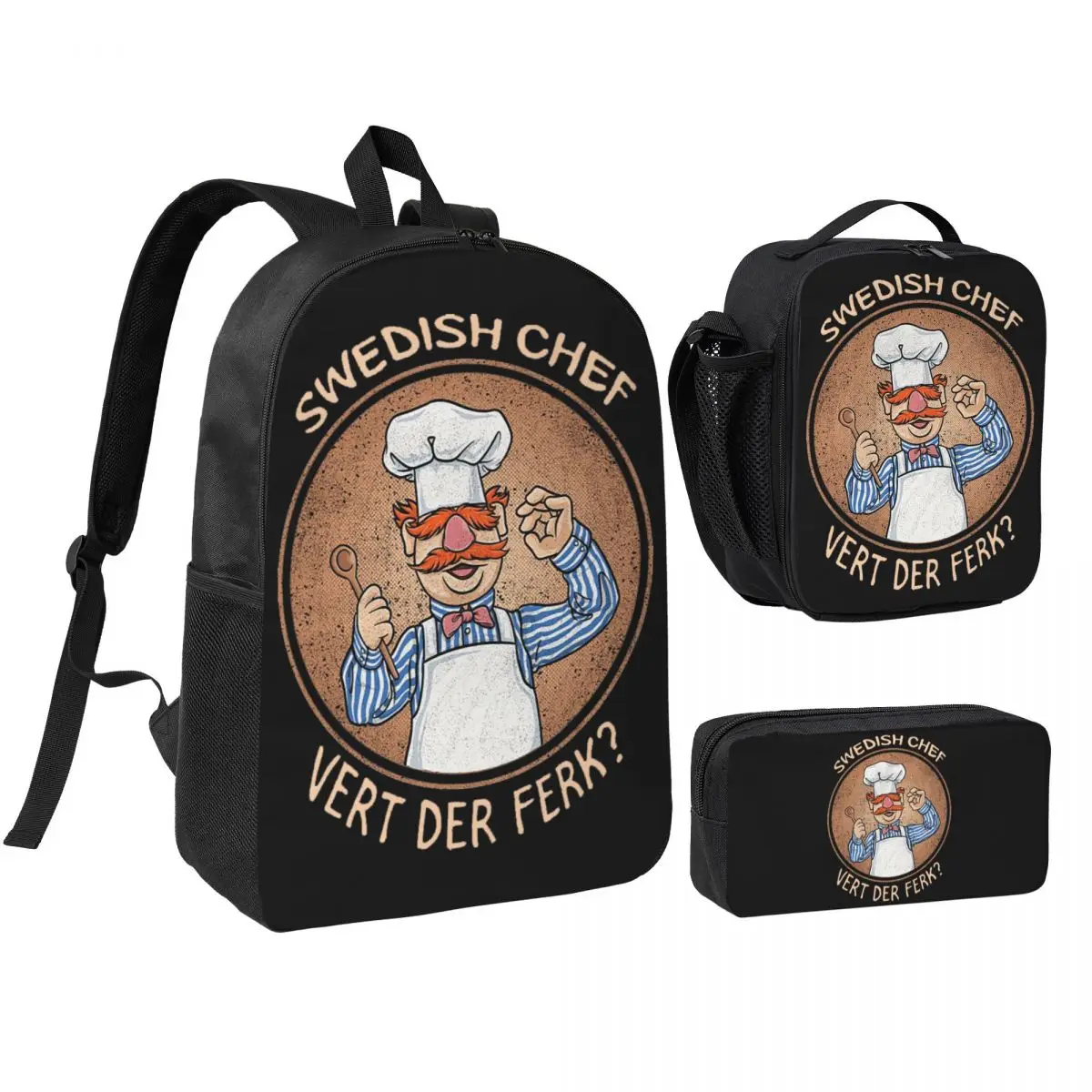 Swedish Chef Backpack Student BookBag School Bag Shoulder Bags 3ps Insulated Lunch Bag Pencil Case
Swedish Chef Backpack Student BookBag School Bag Shoulder Bags 3ps Insulated Lunch Bag Pencil Case