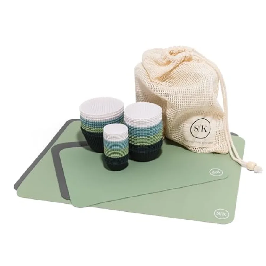 Starter Bundle Regular 2 Baking Cups 2 Half-Sheet 2 Quarter-Sheet Baking Mats Blue Green White
Starter Bundle Regular 2 Baking Cups 2 Half-Sheet 2 Quarter-Sheet Baking Mats Blue Green White