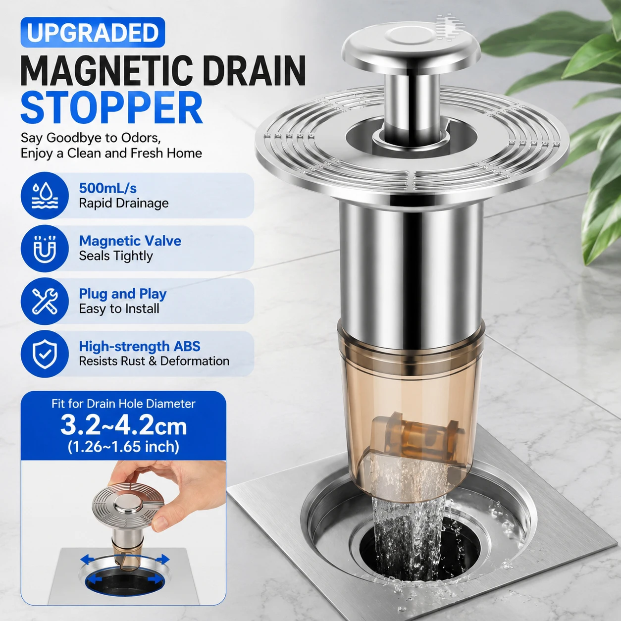 Shower Drain Anti Odor Magnetic Floor Drain Plug One Way Valve Backflow Preventer For Bathroom Kitchen Sewer Rapid Drainage Kit
Shower Drain Anti Odor Magnetic Floor Drain Plug One Way Valve Backflow Preventer For Bathroom Kitchen Sewer Rapid Drainage Kit