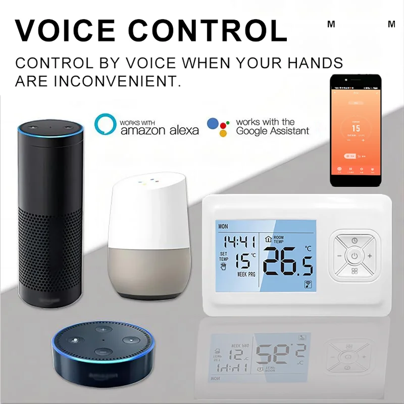 Умный термостат Wi-Fi, настенный газовый котел, регулятор температуры отопления, работающий с ЖК-дисплеем Alexa Google Home
Умный термостат Wi-Fi, настенный газовый котел, регулятор температуры отопления, работающий с ЖК-дисплеем Alexa Google Home