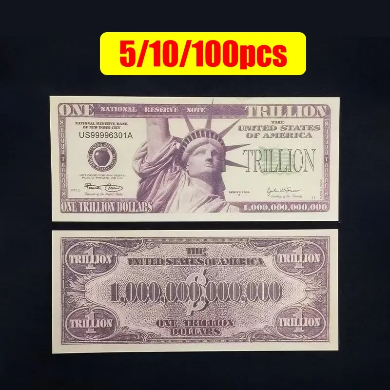 5~100pcs US Statue of Liberty Banknote One Trillion Dollars Bills Paper Money Commemorative Note with UV Anti-counterfeiting
5~100pcs US Statue of Liberty Banknote One Trillion Dollars Bills Paper Money Commemorative Note with UV Anti-counterfeiting