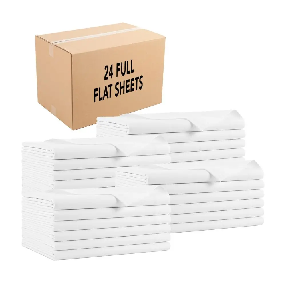 Bulk Full Flat Bed Sheets Case of 24 Soft Hypoallergenic Cotton Blend Top Sheet Only, Hotel Collection Bedding for Hosts, Resor
Bulk Full Flat Bed Sheets Case of 24 Soft Hypoallergenic Cotton Blend Top Sheet Only, Hotel Collection Bedding for Hosts, Resor