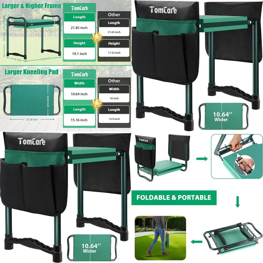 Wider Soft Kneeling Pad with 2 Tool Pouches - Foldable Garden Bench for Men & Women Gardeners
Wider Soft Kneeling Pad with 2 Tool Pouches - Foldable Garden Bench for Men & Women Gardeners