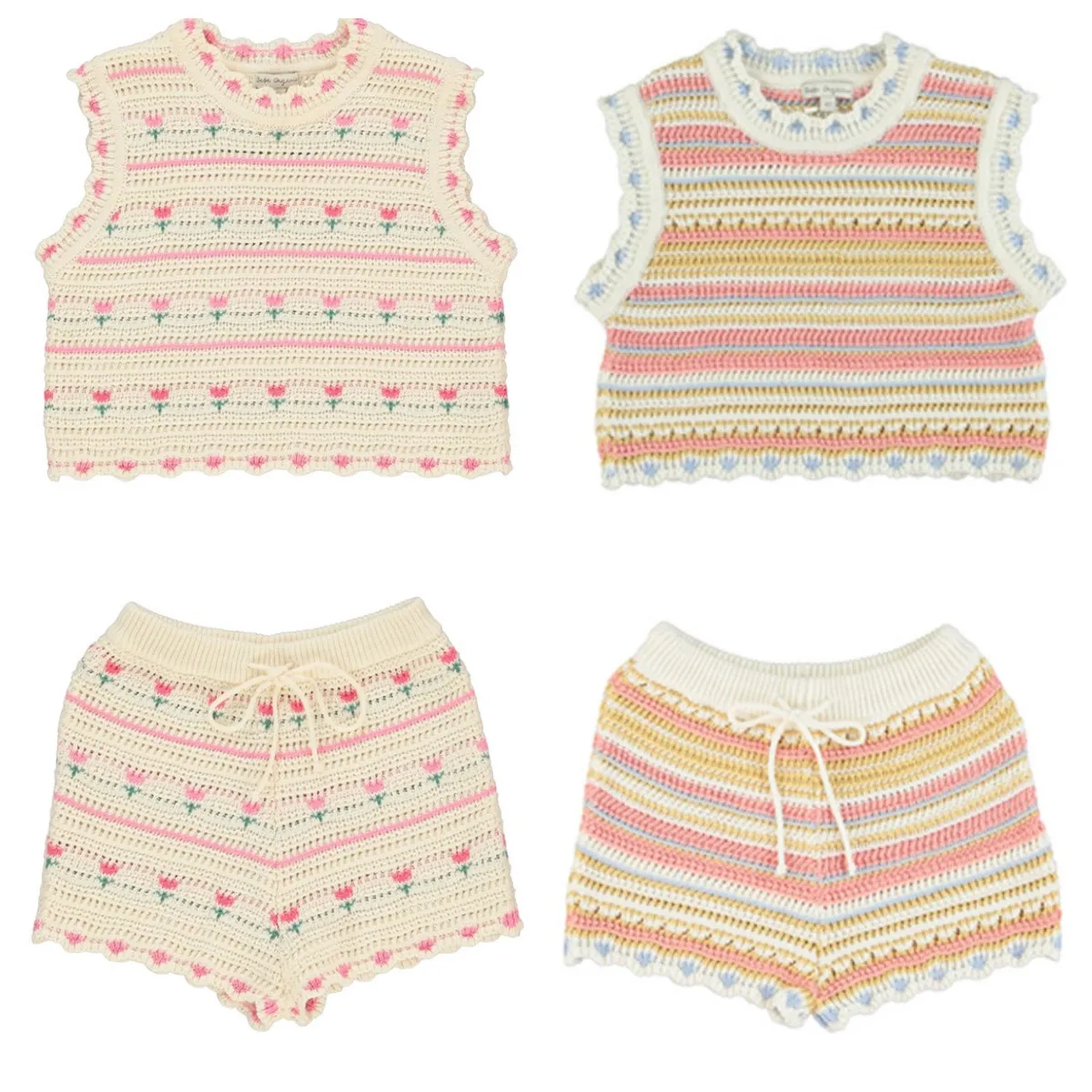 Summer New Kids Girls Clothes Sleeveless Knitted Vest Top and Knit Shorts Two-piece Set Rainbow Knitted Children Suit
Summer New Kids Girls Clothes Sleeveless Knitted Vest Top and Knit Shorts Two-piece Set Rainbow Knitted Children Suit