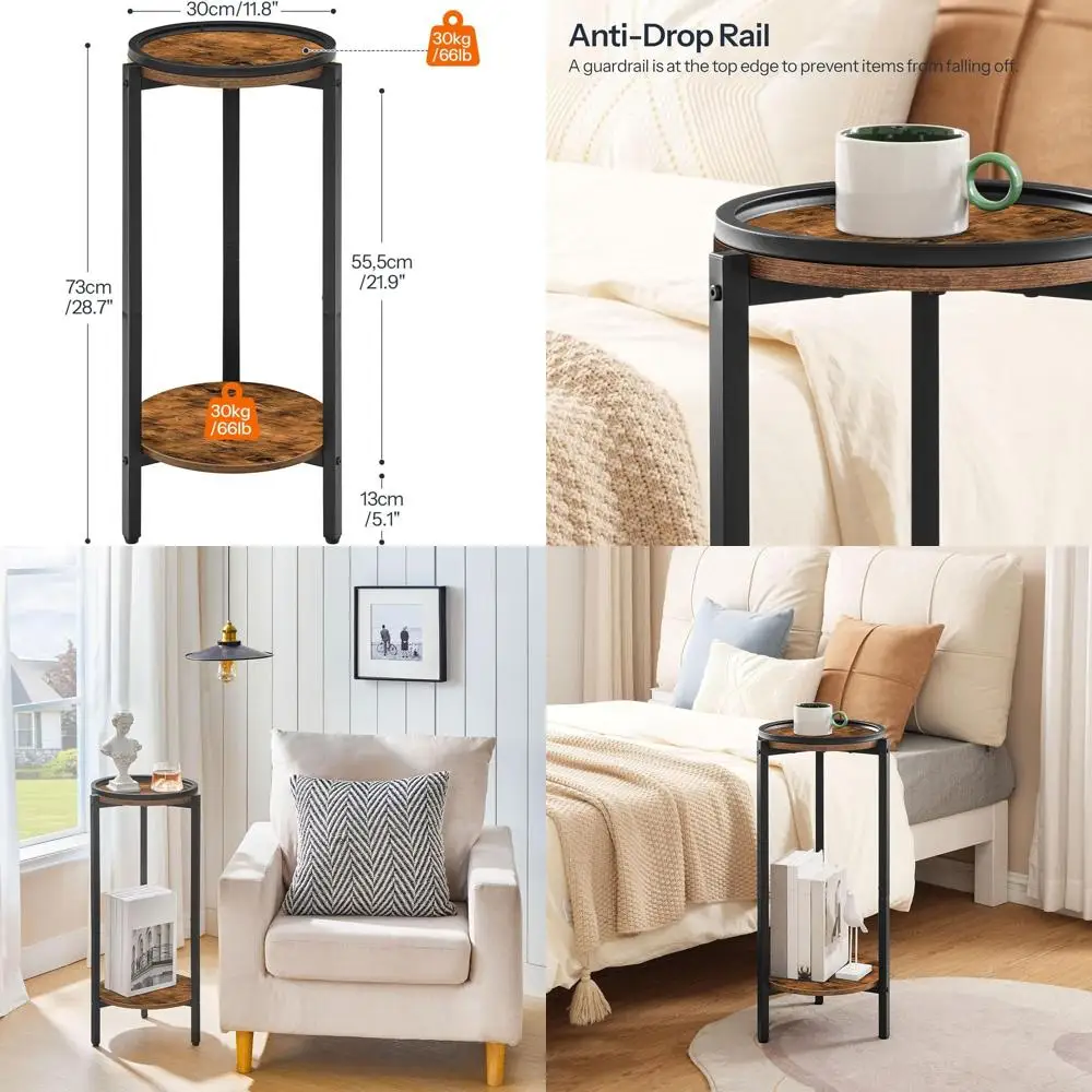 Compact Round Side Table, Coffee Drink Table or Sofa Couch, 28.7 High Slim Round Nightstand, Circular Wooden Accent Pedestal Tab
Compact Round Side Table, Coffee Drink Table or Sofa Couch, 28.7 High Slim Round Nightstand, Circular Wooden Accent Pedestal Tab