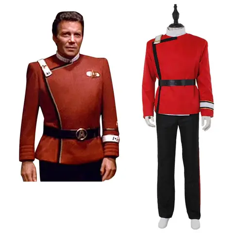 Gwiazda filmowa James T. Kirk Spock Cosplay Trek kostium męski czerwony mundur Halloween karnawałowy strój