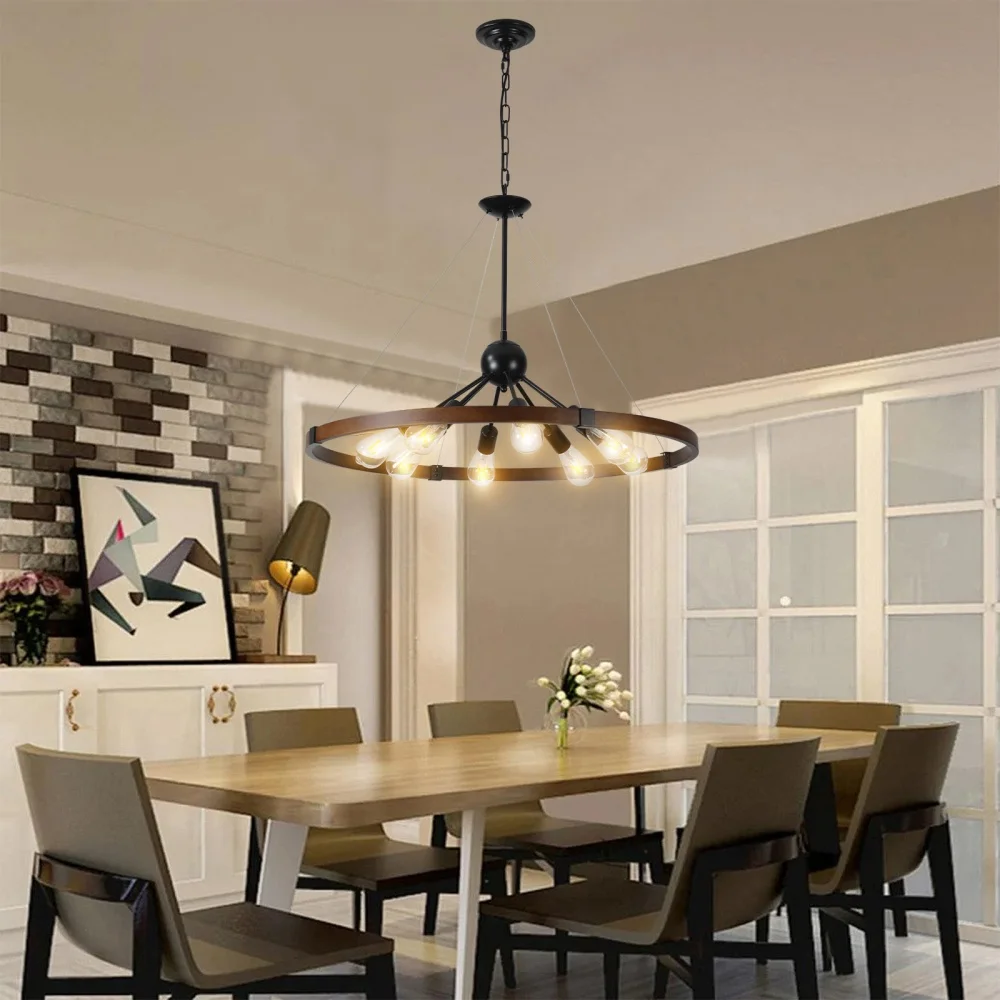Rustic Industrial Chandelier 8-Light Farmhouse Ceiling Light Fixture Adjustable Ceiling Chandelier Dimmable Pendant Lamp No Bulb
Rustic Industrial Chandelier 8-Light Farmhouse Ceiling Light Fixture Adjustable Ceiling Chandelier Dimmable Pendant Lamp No Bulb