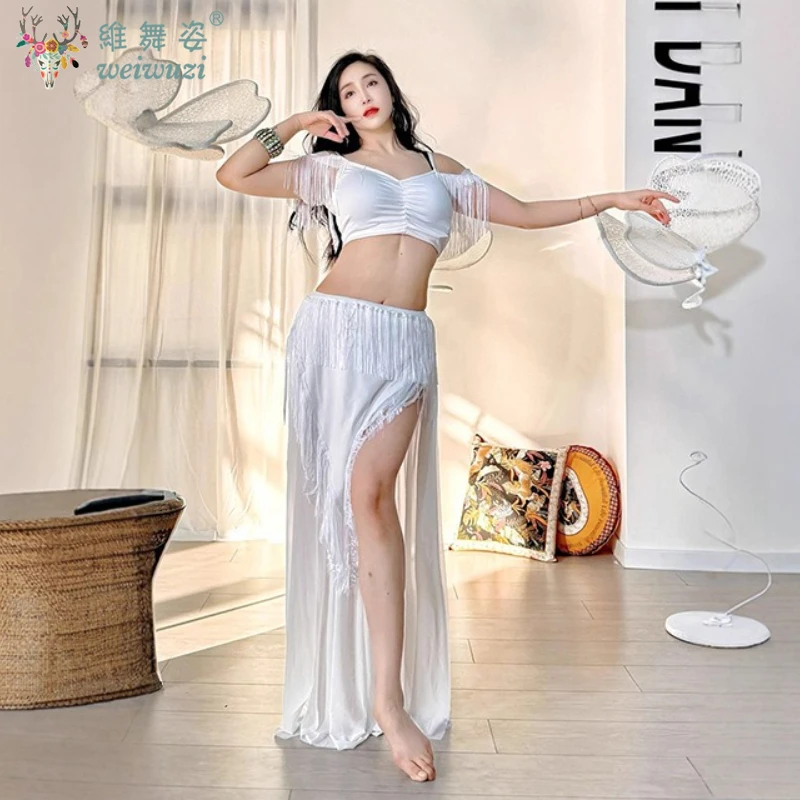 Belly Dance Costume Set for Women White Mesh Half Sleeves Top+senior Fringed Split Skirt 2pcs Adult Oriental Bellydance Outfit
Belly Dance Costume Set for Women White Mesh Half Sleeves Top+senior Fringed Split Skirt 2pcs Adult Oriental Bellydance Outfit