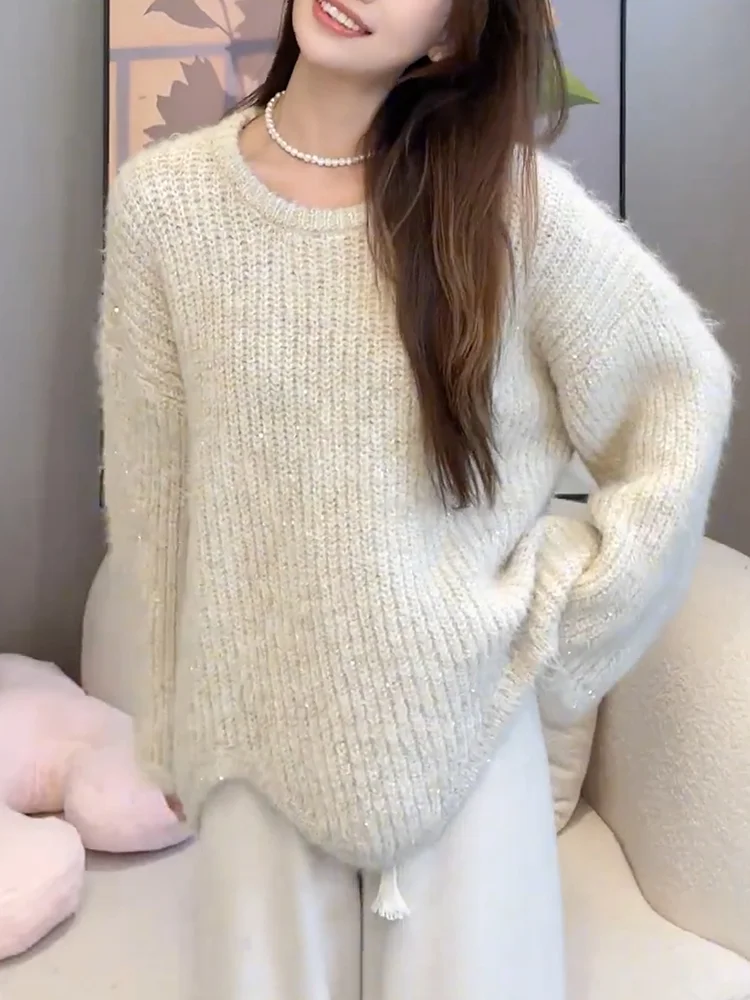 Ele Color round Ne Sweater Loose Fit plus Size Slimming Versatile Top for Autumn Season French Sle Women's Faion
Ele Color round Ne Sweater Loose Fit plus Size Slimming Versatile Top for Autumn Season French Sle Women's Faion