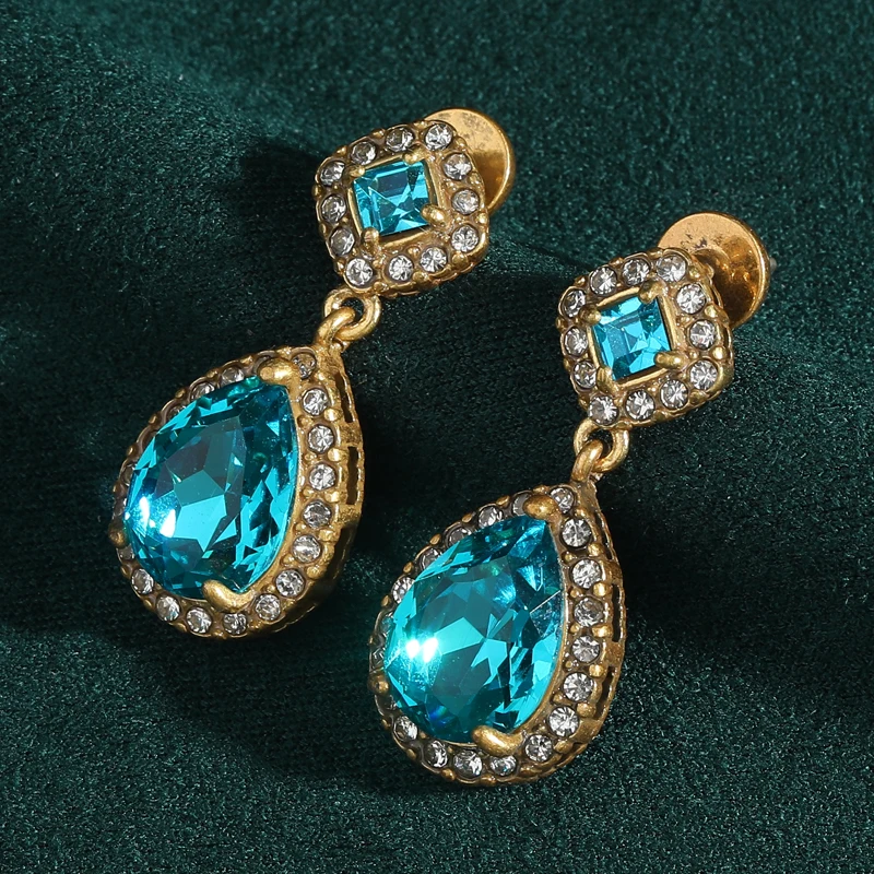 Vintage Blue Crystal Drop Earring For Women 2025 Gold Color Rhinestone Luxury Jewelry Designer Charms Fashion Wedding Christmas
Vintage Blue Crystal Drop Earring For Women 2025 Gold Color Rhinestone Luxury Jewelry Designer Charms Fashion Wedding Christmas