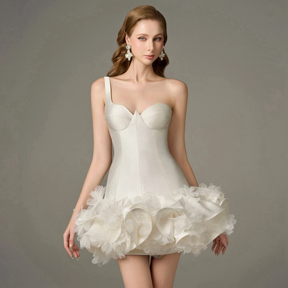 One Shoulder Satin Mini Wedding Party Dress Pretty Floral Ruffles Evening Prom Gowns Trendy Taffeta A Line Formal Pageant Gown
One Shoulder Satin Mini Wedding Party Dress Pretty Floral Ruffles Evening Prom Gowns Trendy Taffeta A Line Formal Pageant Gown