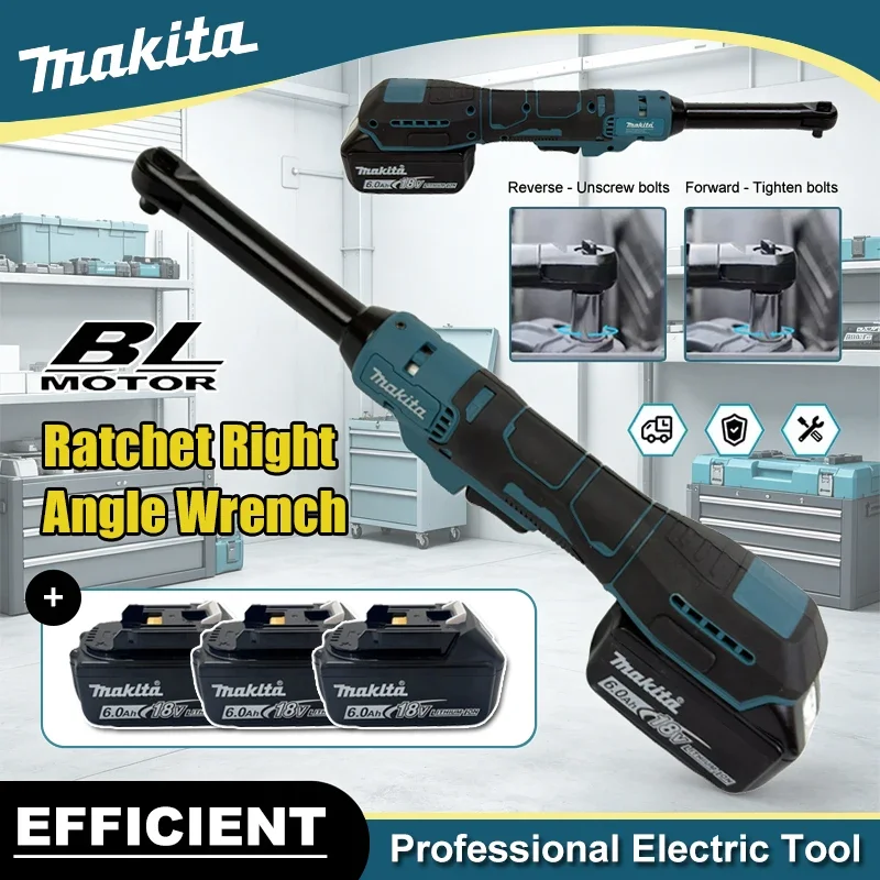 Makita Ratchet Right Angle Wrench Brushless Cordless Driver Multifunction Variable Speed Power Wrench LED 18V Power Tools
Makita Ratchet Right Angle Wrench Brushless Cordless Driver Multifunction Variable Speed Power Wrench LED 18V Power Tools
