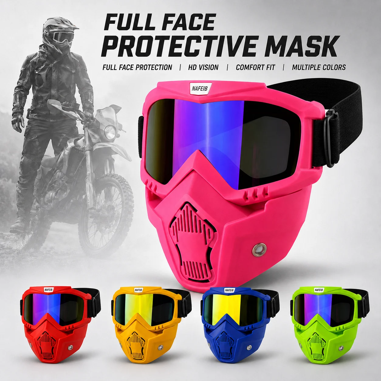 Dustproof Motocross Glasses Adjustable Motorcycle Goggles Breathable Full Face Protective Motorbike Dirt Bike Off-road Mask
Dustproof Motocross Glasses Adjustable Motorcycle Goggles Breathable Full Face Protective Motorbike Dirt Bike Off-road Mask
