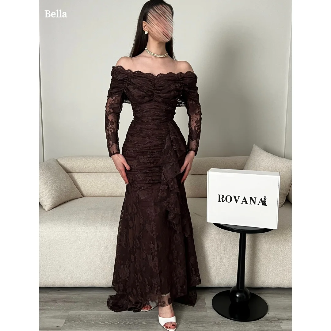 Bella Customized Party Dresses Prom Dress robes de soirée Chocolate Brown Off Shoulder Sheer Lace Long Sleeve Ruched Ruffled
Bella Customized Party Dresses Prom Dress robes de soirée Chocolate Brown Off Shoulder Sheer Lace Long Sleeve Ruched Ruffled