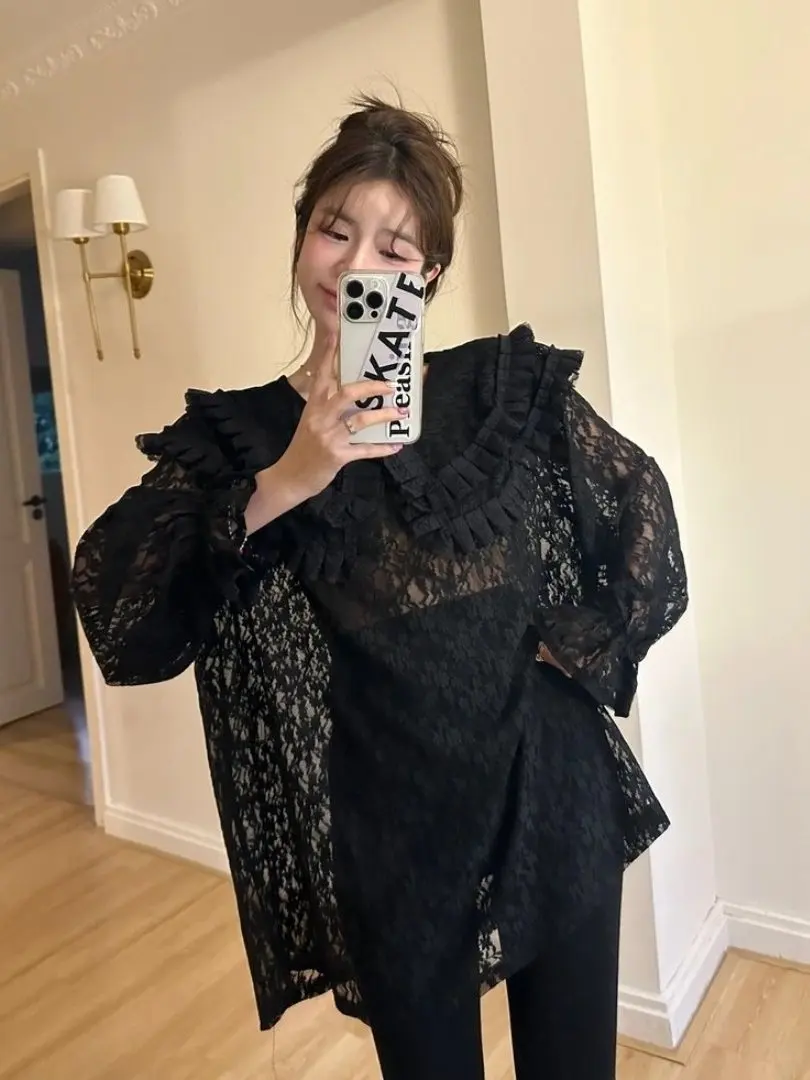 Ele Long Sve Lace irt Women's Inner Wear Base Top Beautiful Unique Design Korean Sle Commute Faion Loose Fit
Ele Long Sve Lace irt Women's Inner Wear Base Top Beautiful Unique Design Korean Sle Commute Faion Loose Fit