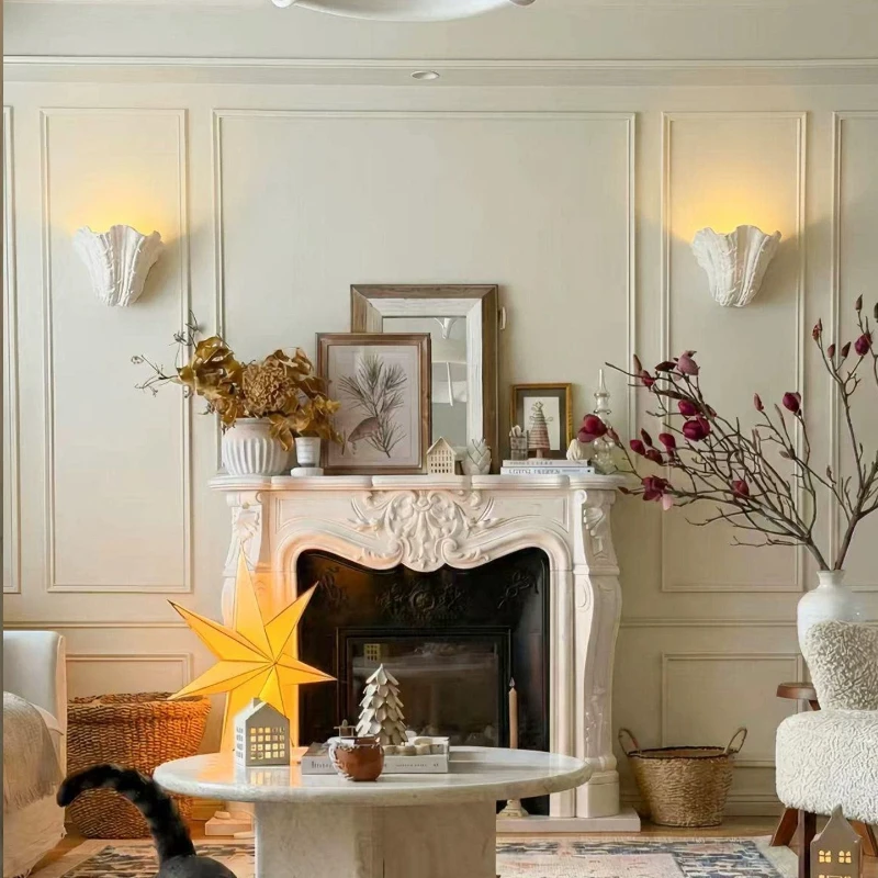 French Shell Wall Lamps Plaster Stair Corridor LED Wall Sconces Living Room Sofa Background Atmosphere Home Decoration Fixtures
French Shell Wall Lamps Plaster Stair Corridor LED Wall Sconces Living Room Sofa Background Atmosphere Home Decoration Fixtures