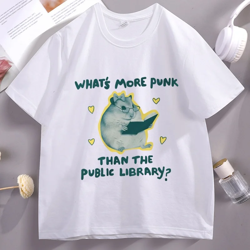 Public Library Punk T Shirt Unisex Bookworm Rat Graphic Tee Book Lover T-shirt Cotton Short Sleeve Round Neck Tshirt
Public Library Punk T Shirt Unisex Bookworm Rat Graphic Tee Book Lover T-shirt Cotton Short Sleeve Round Neck Tshirt