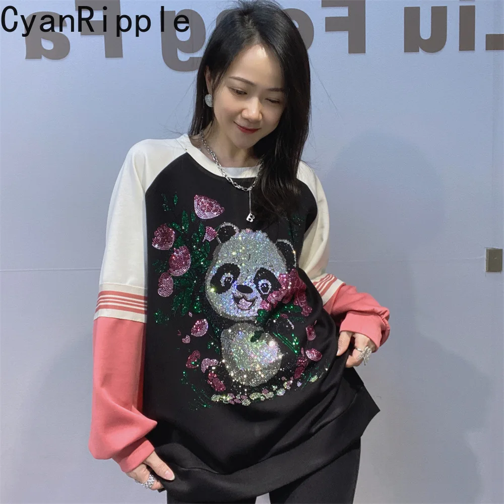 2026 New Spring Colorblock Long Sleeve Space Cotton Round Neck Hoodie Top Trendy Hot Diamonds Panda Casual Women Sweatshirts
2026 New Spring Colorblock Long Sleeve Space Cotton Round Neck Hoodie Top Trendy Hot Diamonds Panda Casual Women Sweatshirts