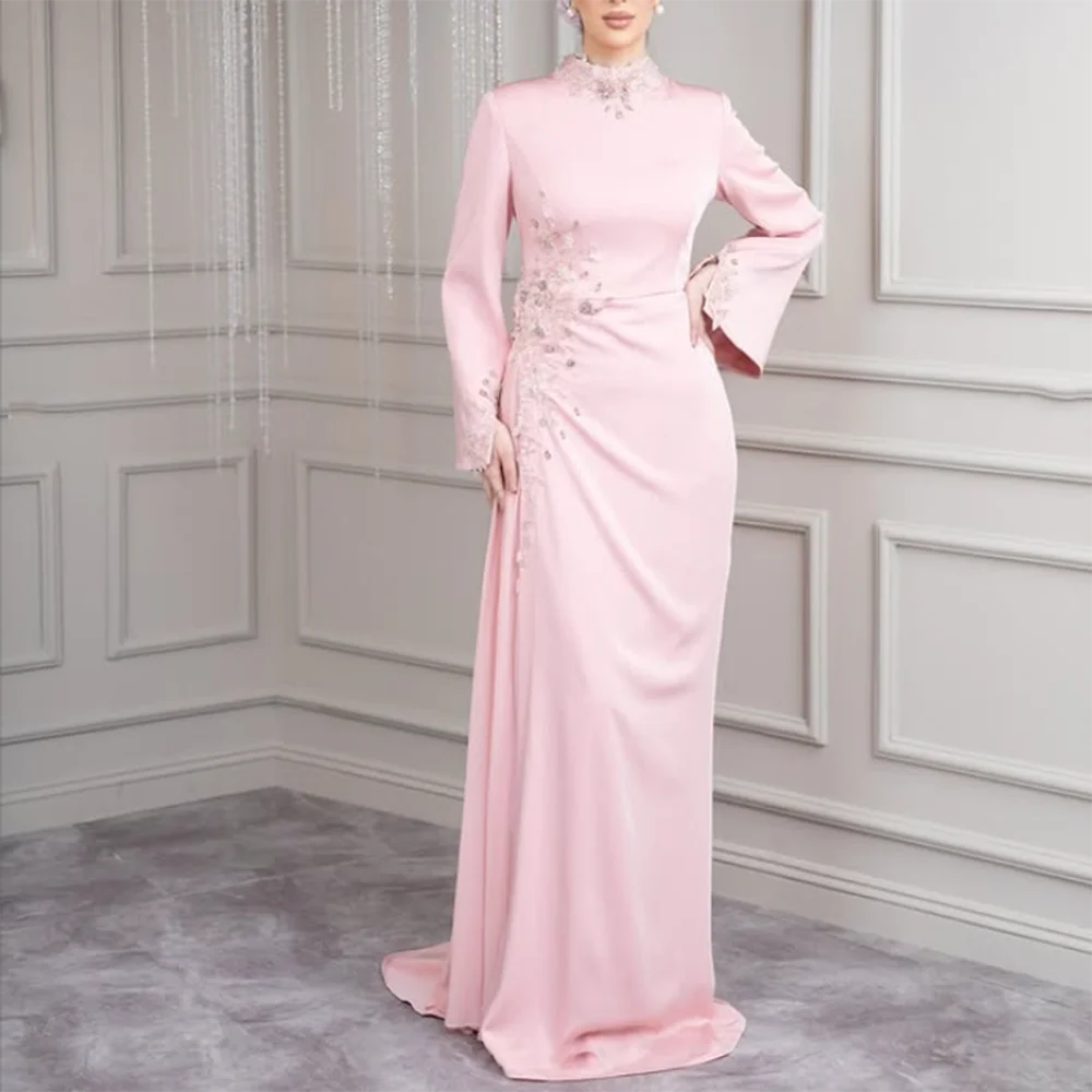 Customized Pink Straight Prom Dresses Floor-Length High-Neck Full Sleeve Evening Gown Fashion Flowers Crystal Draped Party
Customized Pink Straight Prom Dresses Floor-Length High-Neck Full Sleeve Evening Gown Fashion Flowers Crystal Draped Party